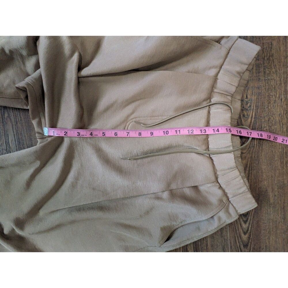 Tibi Active Knit Winslow Pant M Tan Wide Leg Adjustable Hem Snap Fundamentals - Picture 6 of 8